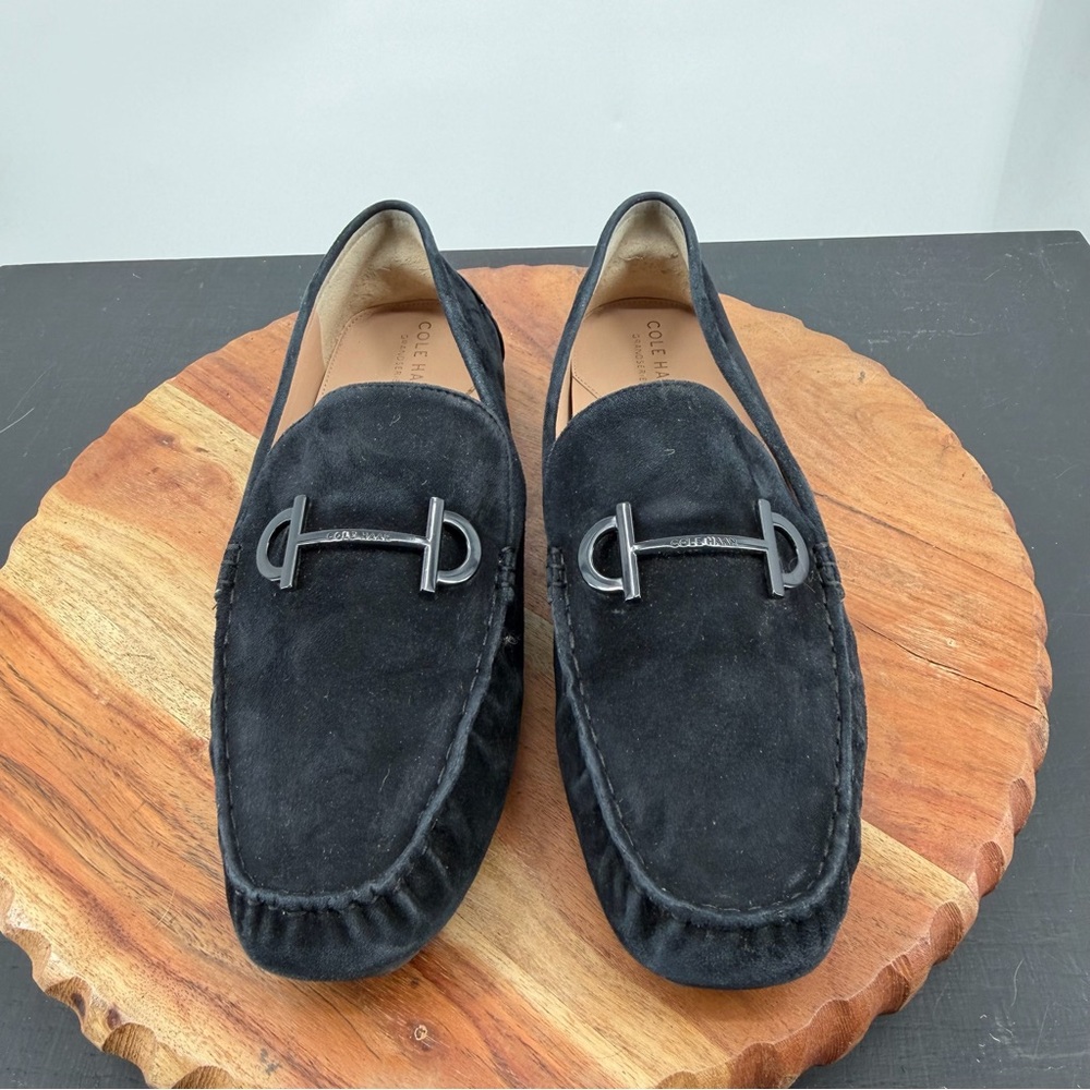 COLE HAAN Tully‎ Suede Driver Moc, BLACK sz 9